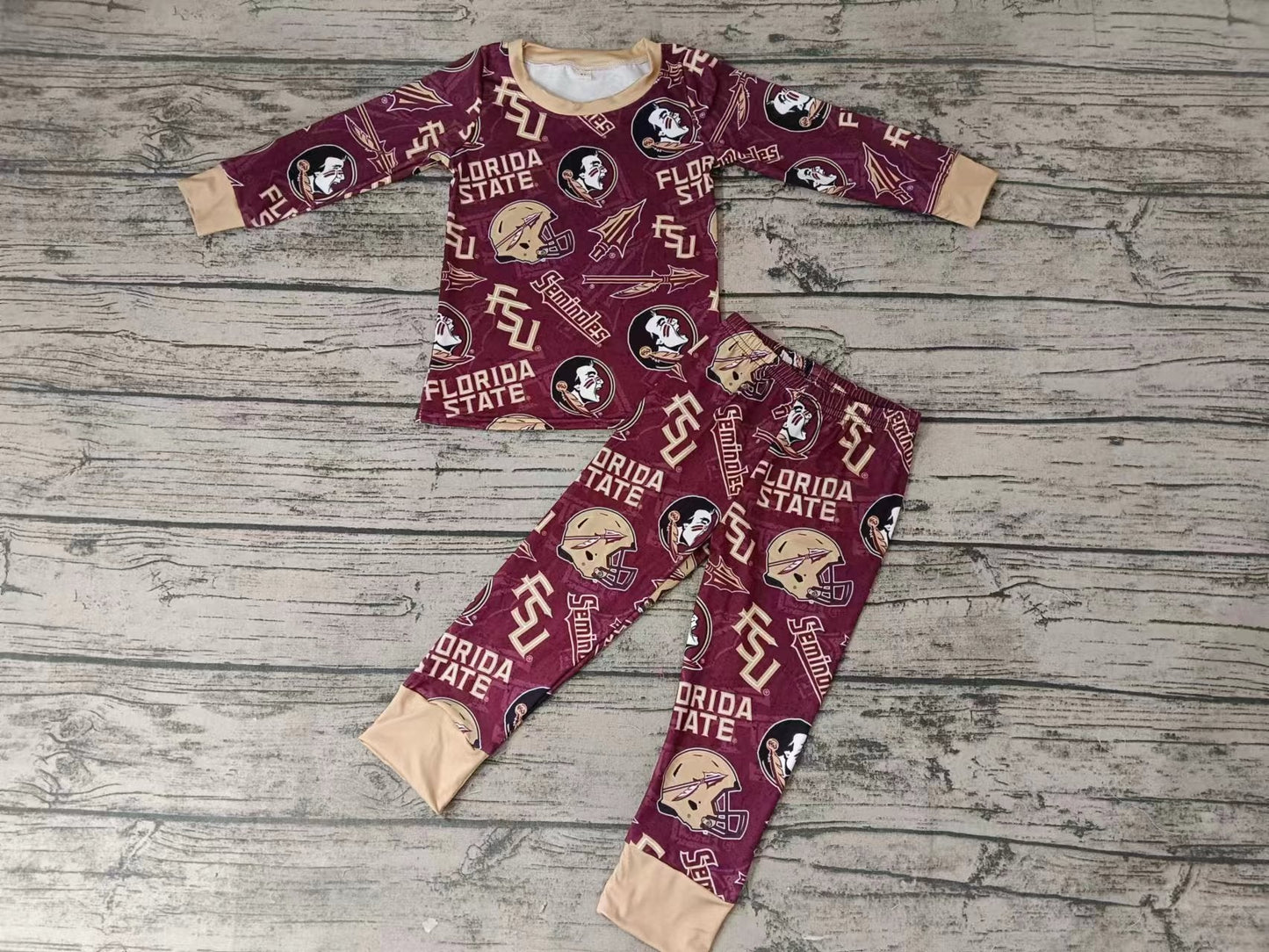 MOQ 3 pcs maroon arrow long sleeves kids team pajamas