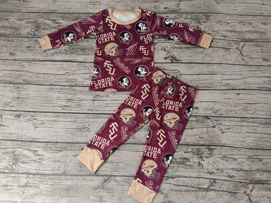 MOQ 3 pcs maroon arrow long sleeves kids team pajamas