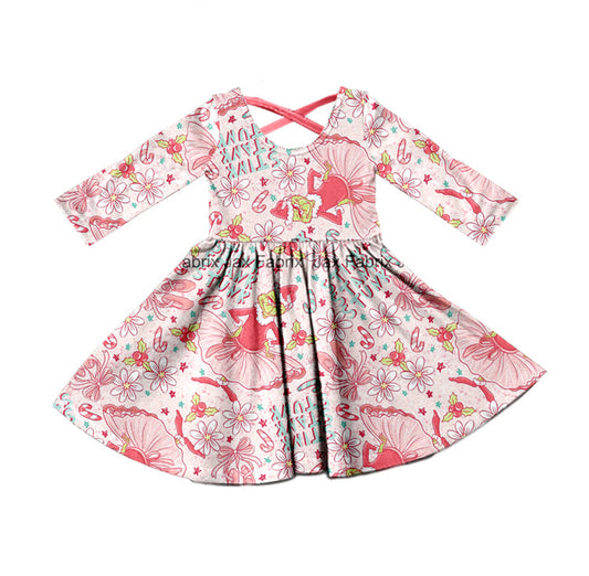 MOQ  5 pink green face dance girls Christmas dress