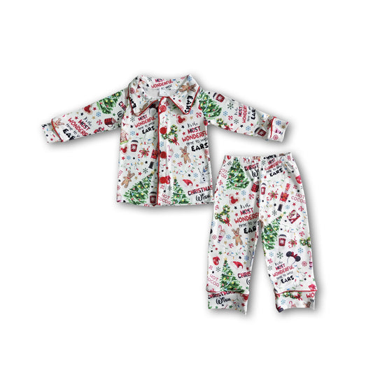 It's the wonderful time to wear ears snacks boys Christmas pajamas