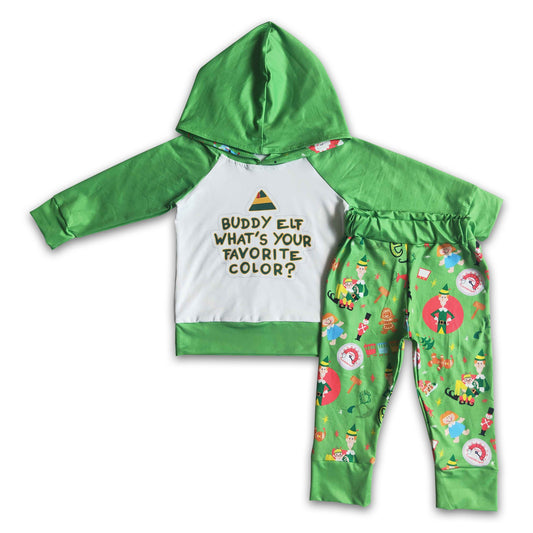 Green naughty and nice boy Christmas hoodies set