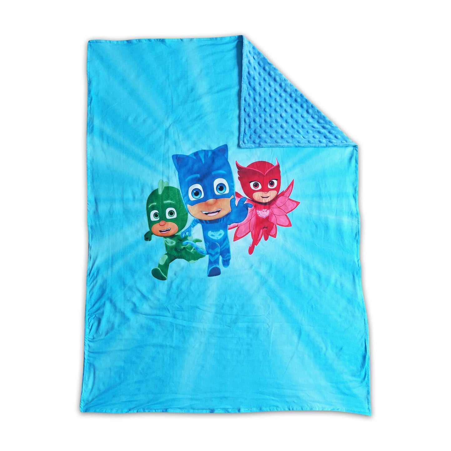 Blue hero print minky baby girls blankets