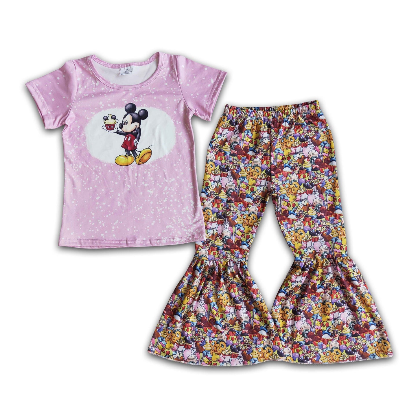 Cute mouse bleached shirt pants toddler girls boutique clothing set