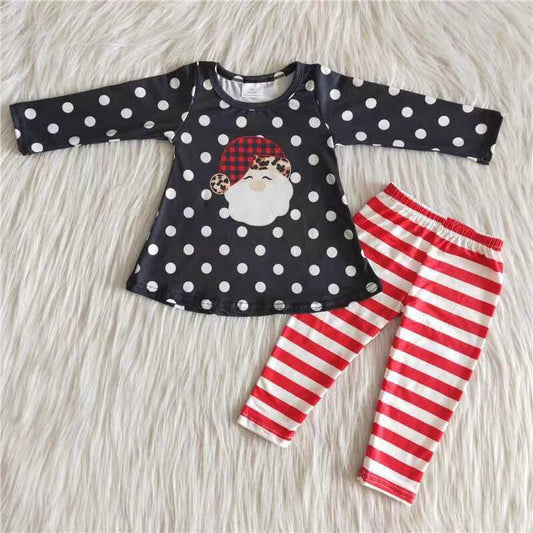 Santa screen print tunic leggings Christmas children outfits
