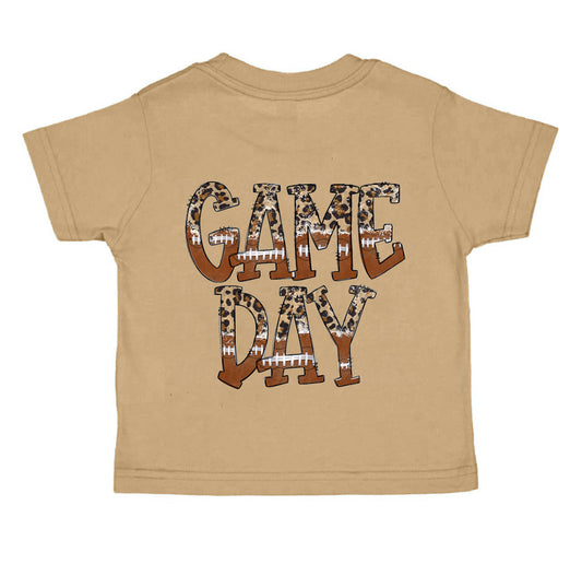 MOQ 5 solid front leopard game day back short sleeves kids shirt