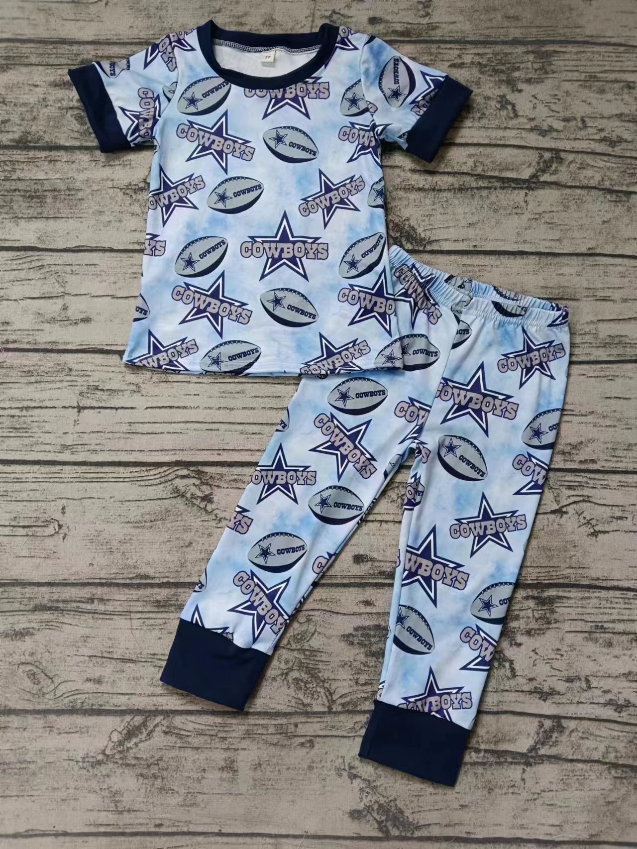 MOQ 3 short sleeves stars cowboy kids team pajamas