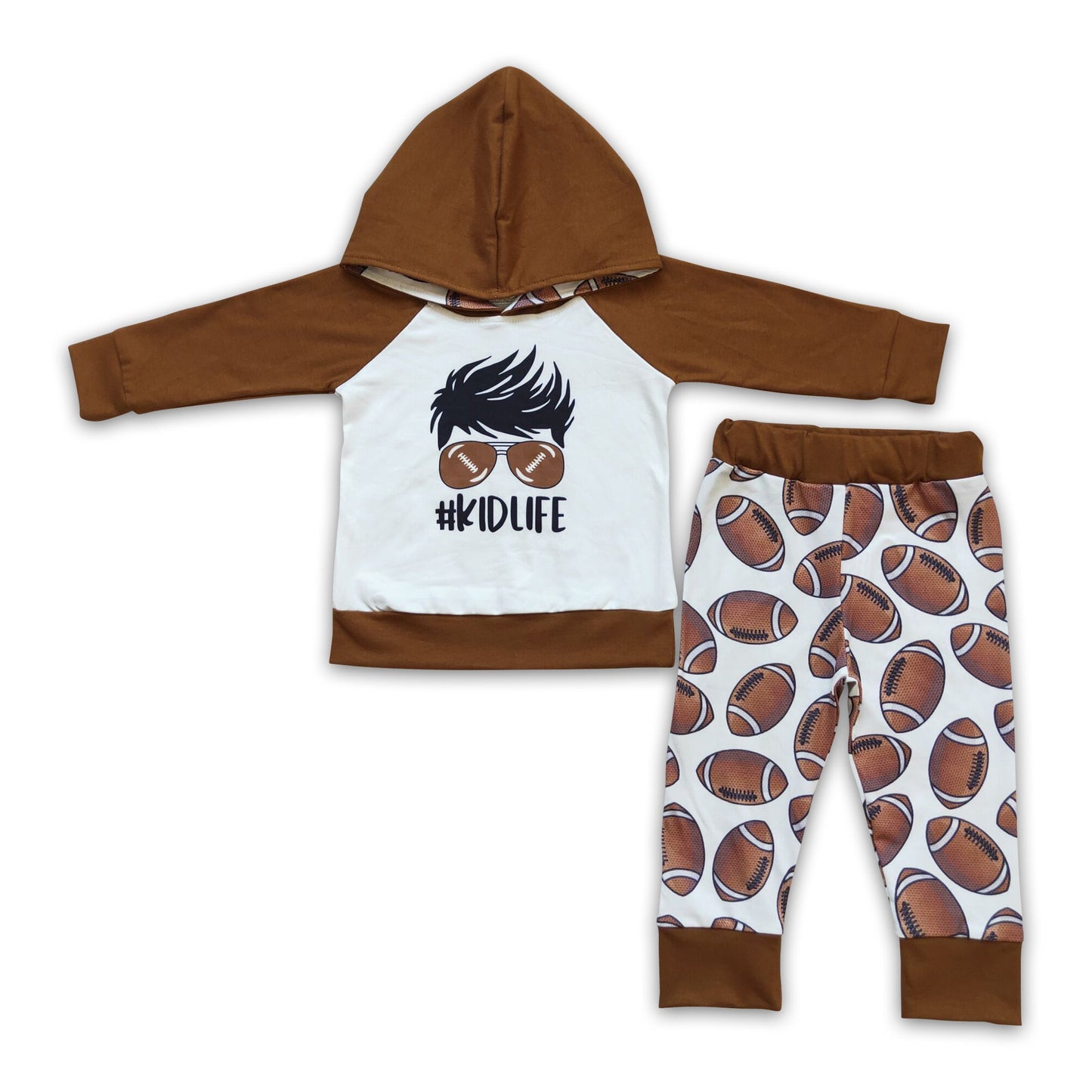 Kid life football print boy hooides outfits