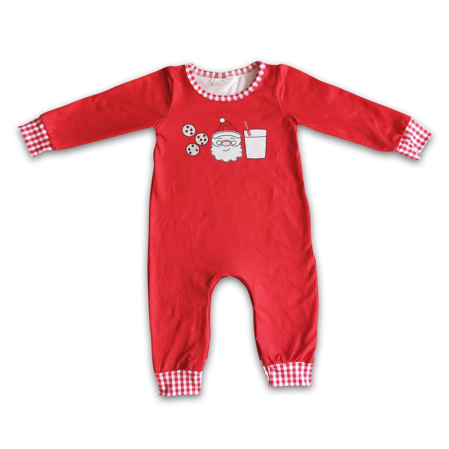 Long sleeve santa print boy Christmas romper