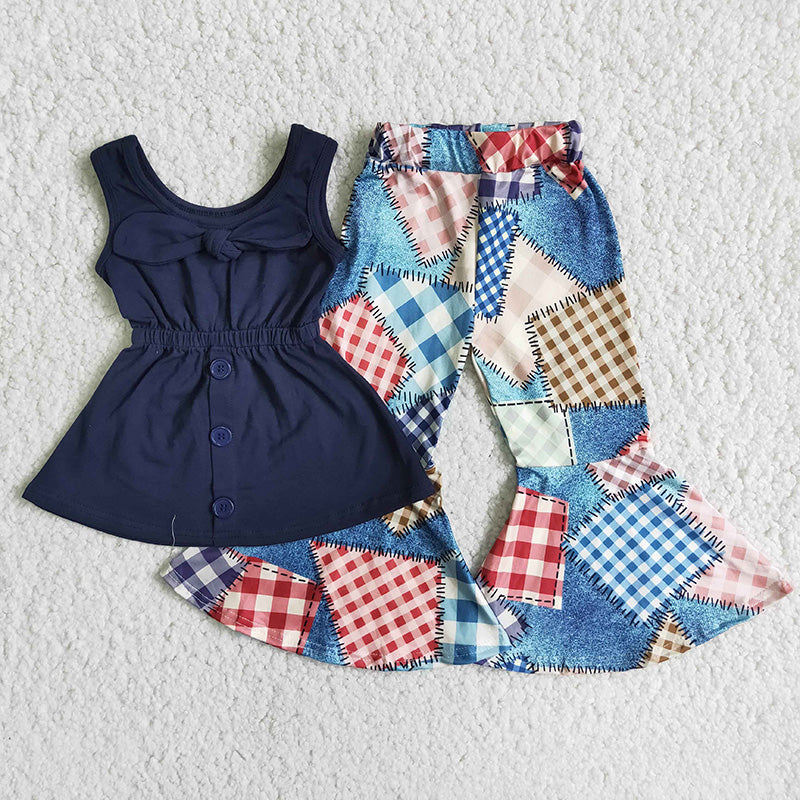 Girl Solid Patchwork Outfit