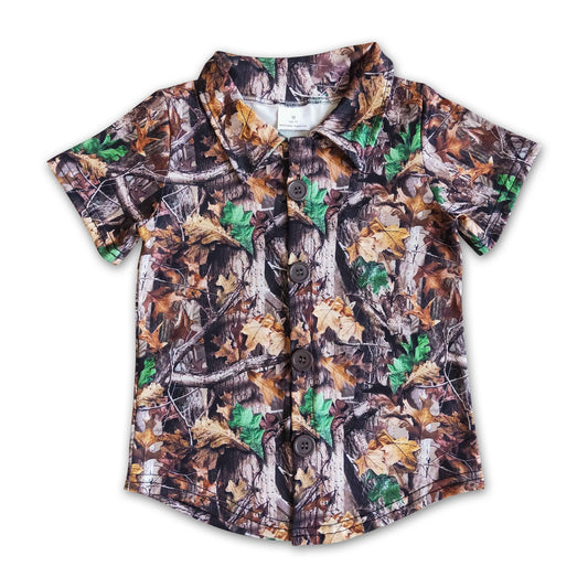 Camo print short sleeve boy summer polo shirt