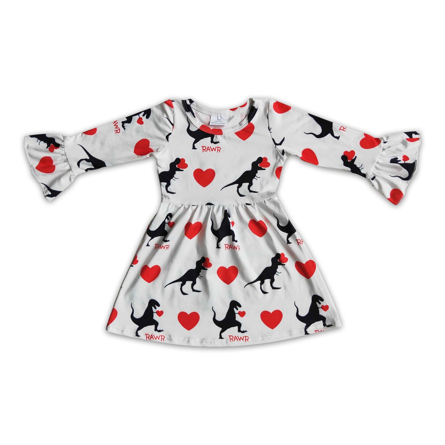 Girl dinosaur heart valentine's day dresses