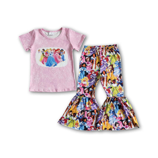 Girl Bleached Shirt Bell Bottom Pants Princess Outfits