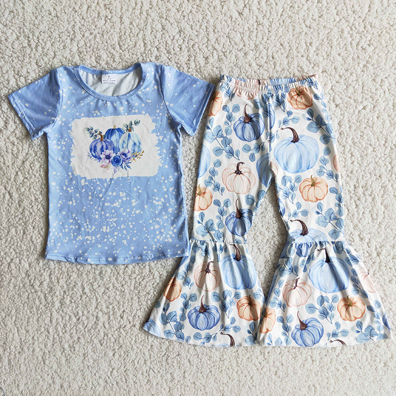 Girl Blue Pumpkin Bell Bottom Outfit