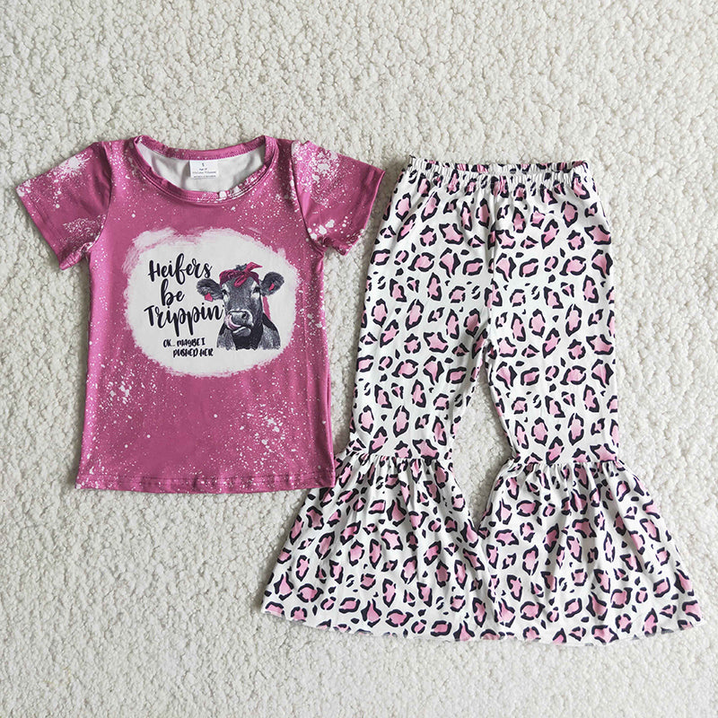 Girl Heifer Leopard Bell Bottom Outfit