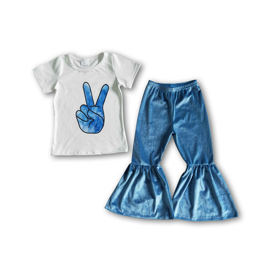 Girl Peace Velvet Bell Bottom Outfit