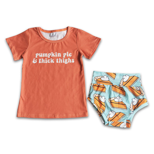 Pumpkin pie and thick things shirt bummies set