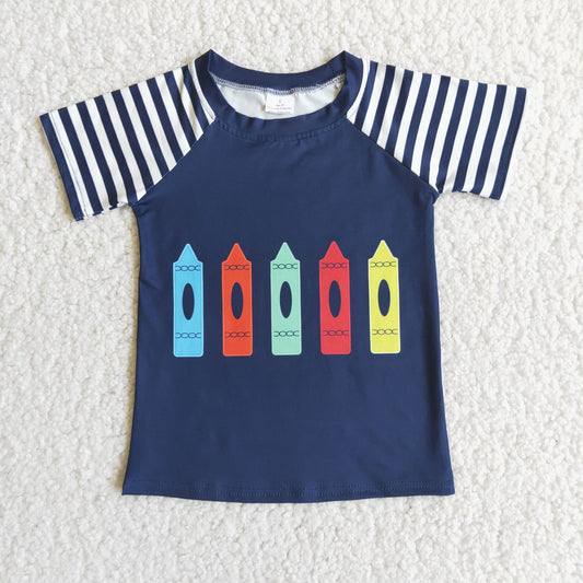 Boy Crayon Striped Back to School shirt