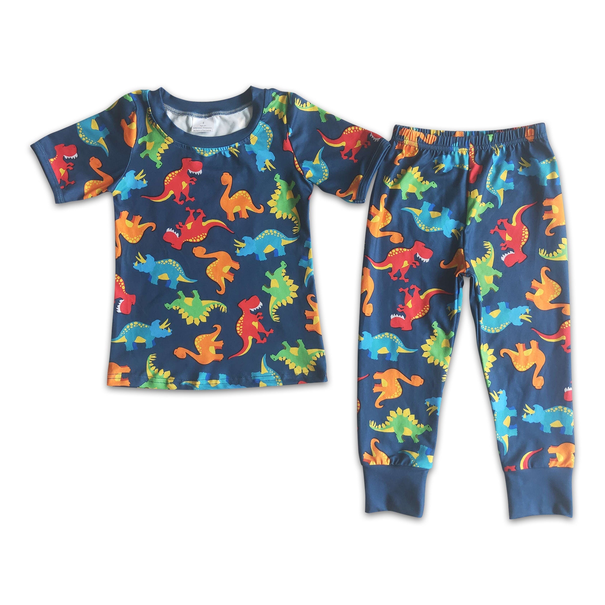 Dinosaur Print Shorts Sleeve Boy Pajamas Western Kids Clothes   25.1 0f8b7315 75f7 427e A683 D15d90937d94 