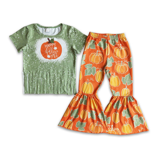 Girl Tassels Pumpkin Bell Bottom Outfit