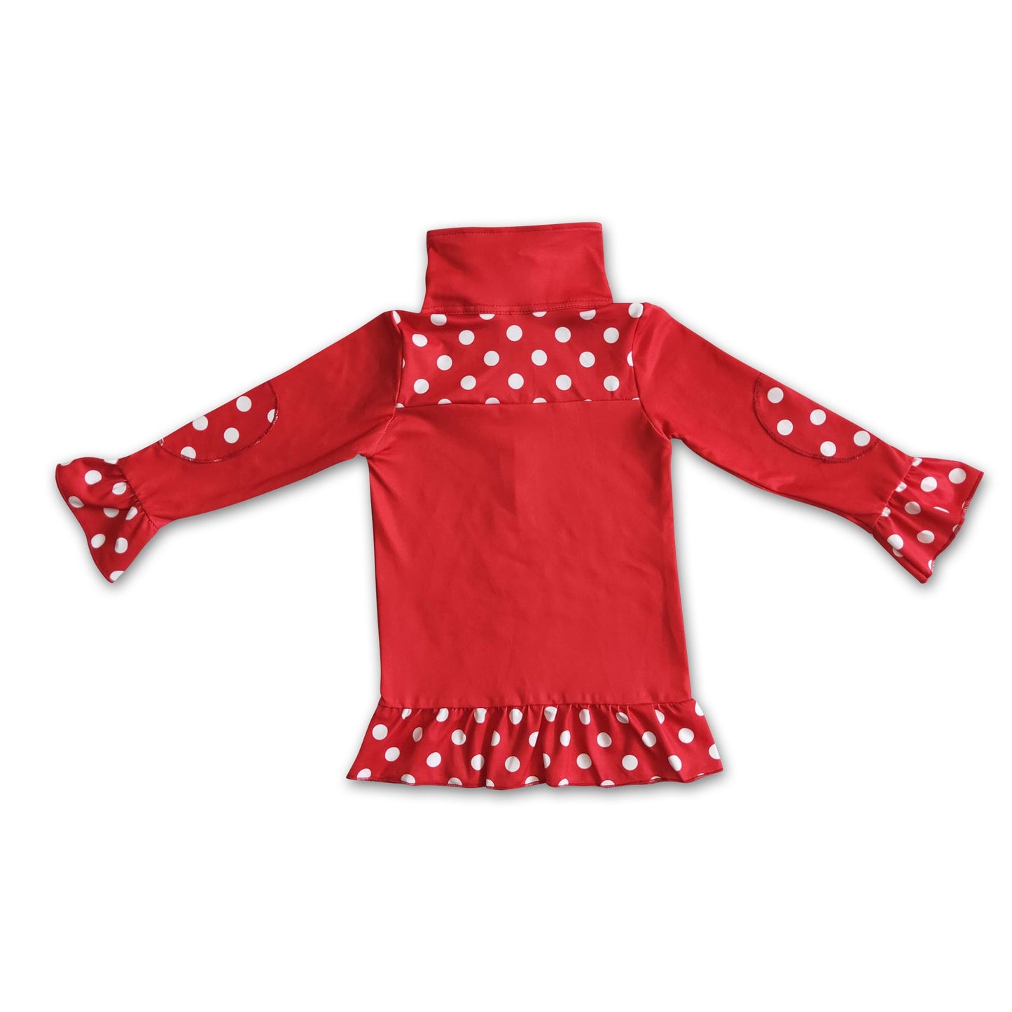 Red polka dots screen print zipper mouse girls pullover