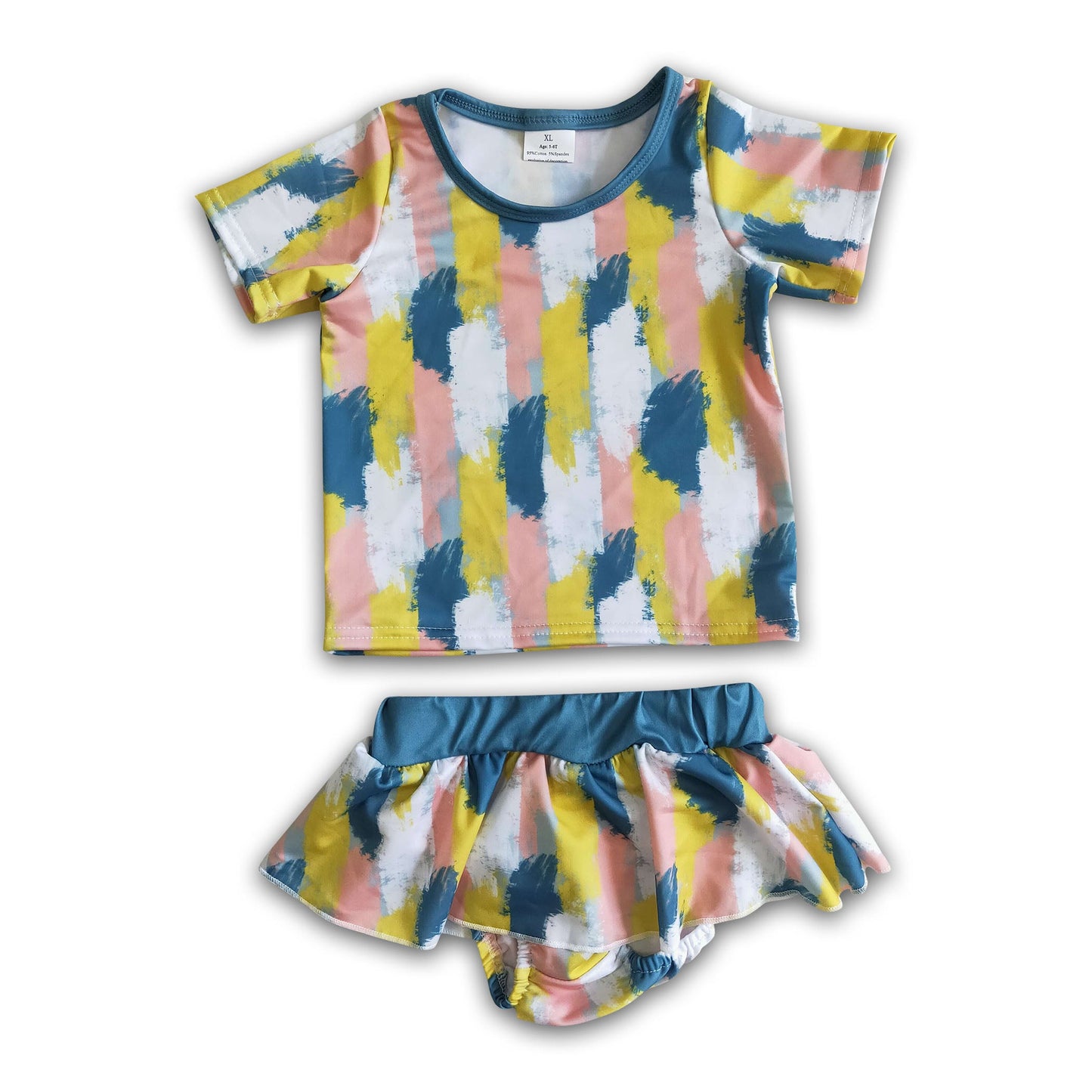 Short sleeve stripe baby girls summer swimsuit