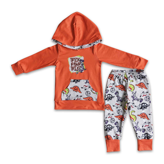 Trick rawr treat boy hoodie dino Halloween set