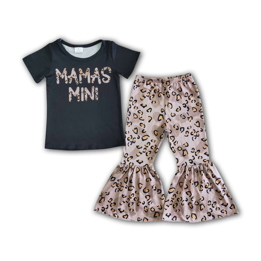 Mama's mini black shirt leopard pants girls boutique clothes