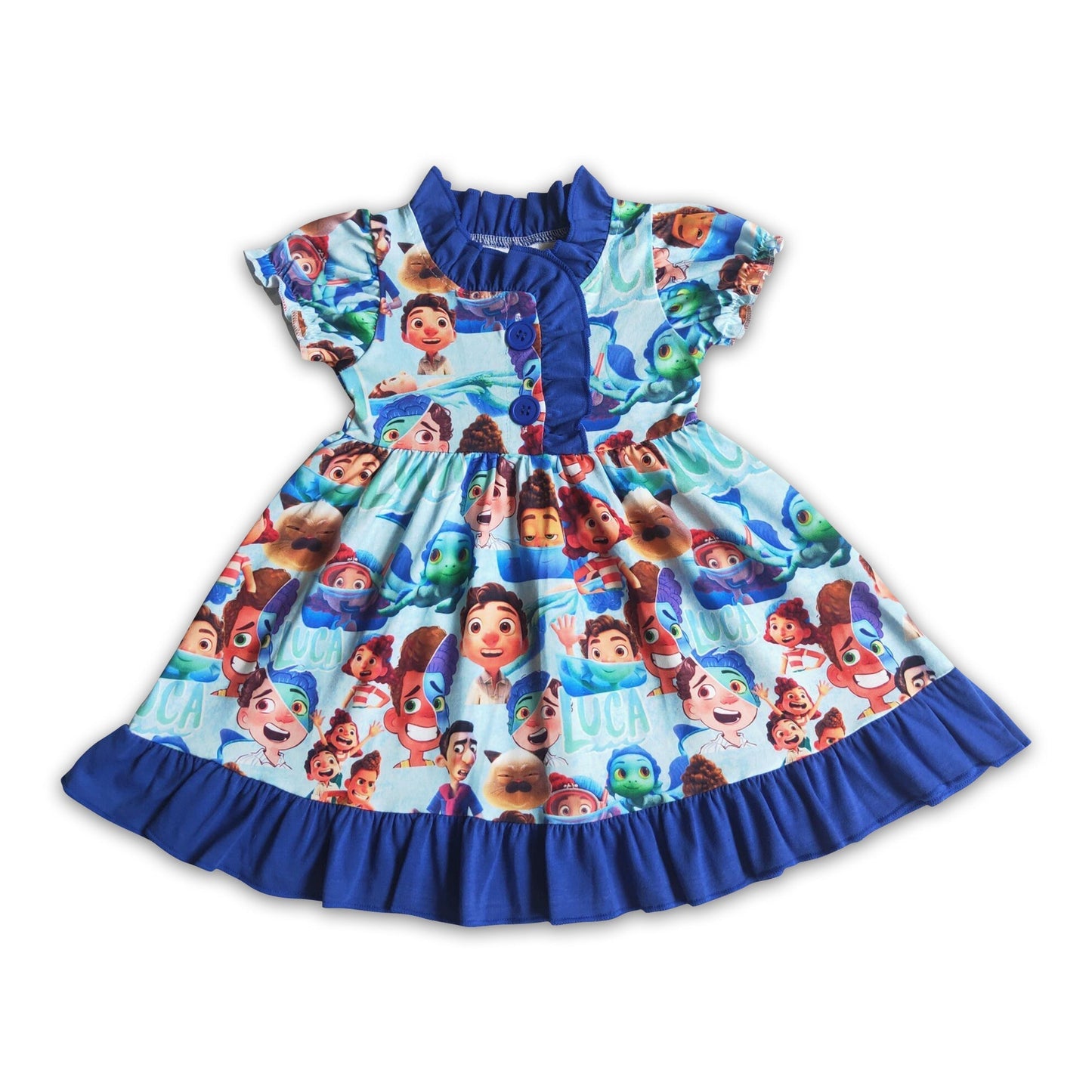 Short sleeve sea dresses girls nightgown