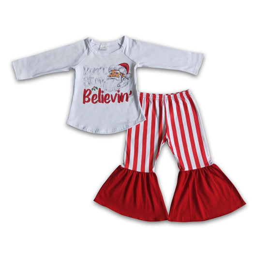 Don't stop Believin' santa print Christmas clothing