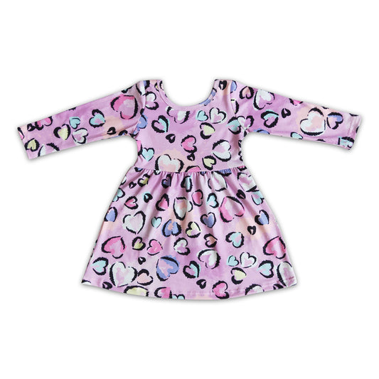 Long sleeve heart print baby girls valentine's dresses