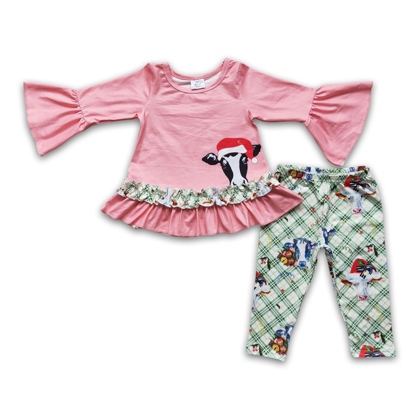 Cow print shirt leggings girls Christmas clothing