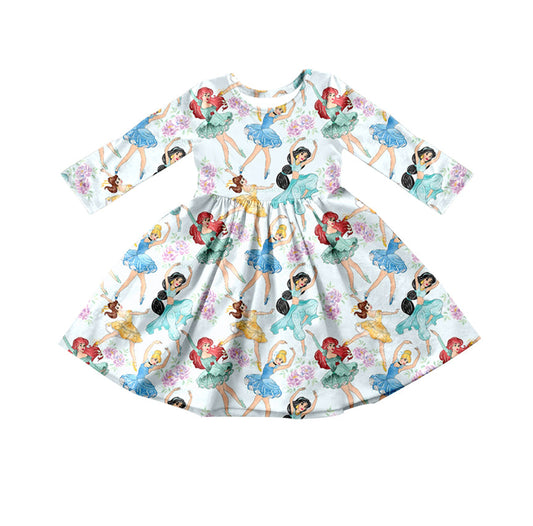 MOQ 5 long sleeves princess dance girls twirl dress