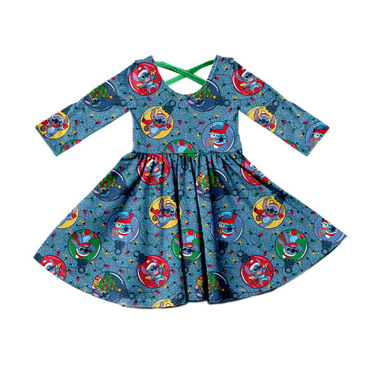 MOQ 5 koala Christmas lighting baby girls dresses