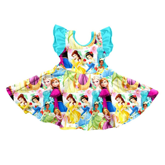 MOQ  3 Flutter sleeves princess girls dresses