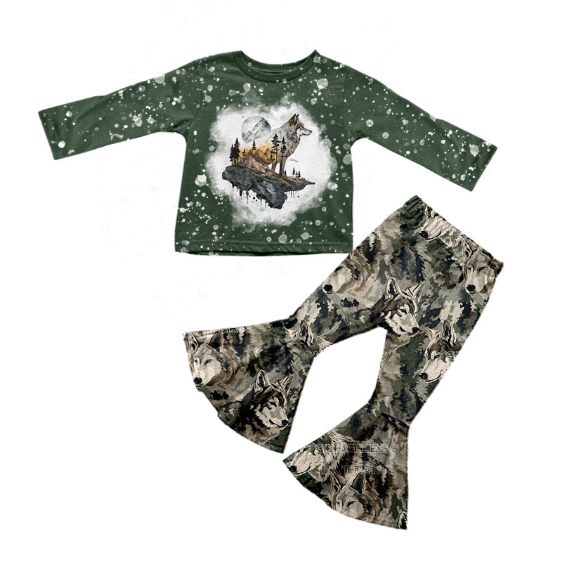 MOQ 5 green dog top pants hunting girls outfits