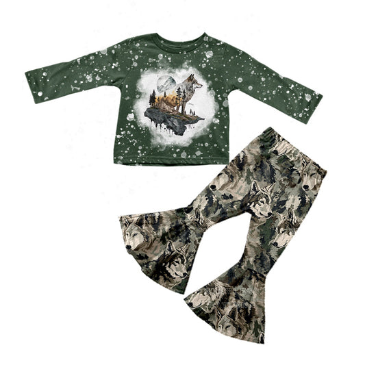 MOQ 5 green dog top pants hunting girls outfits