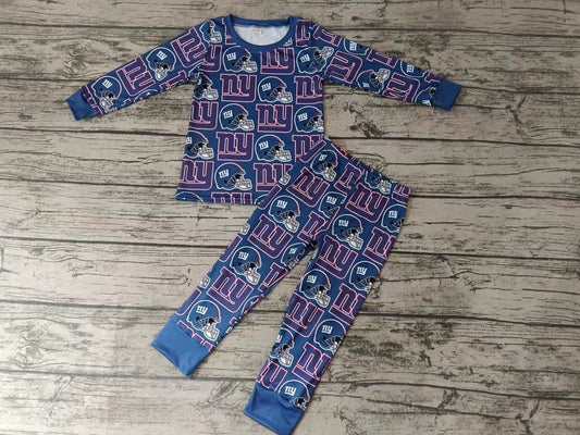 MOQ 5 long sleeves N Y blue boy team pajamas