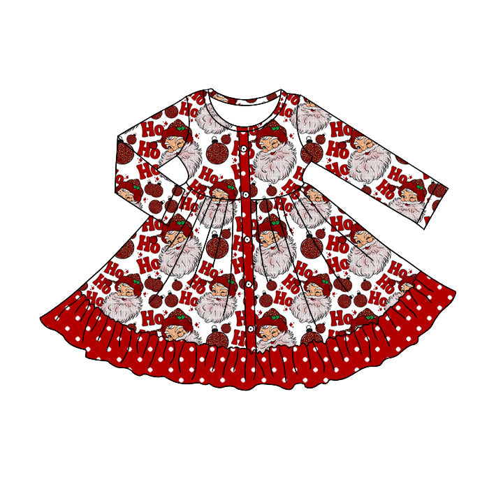 MOQ 5 ho ho ho santa polka dots girls Christmas dress