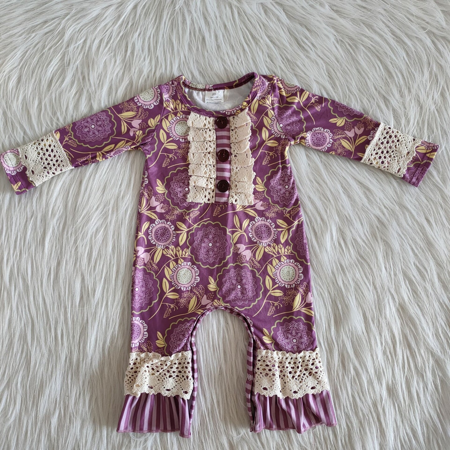 Girl Purple Print Romper
