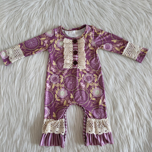 Girl Purple Print Romper