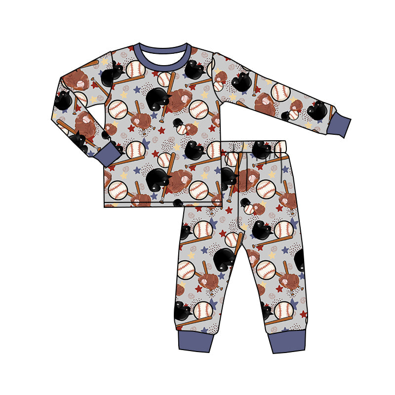 MOQ 5 long sleeves baseball kids girls team pajamas