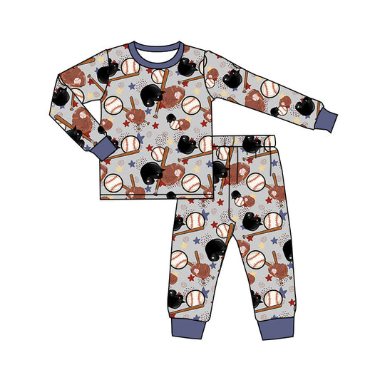 MOQ 5 long sleeves baseball kids girls team pajamas