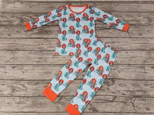 MOQ 5 long sleeves arrow princess baby girls pajamas