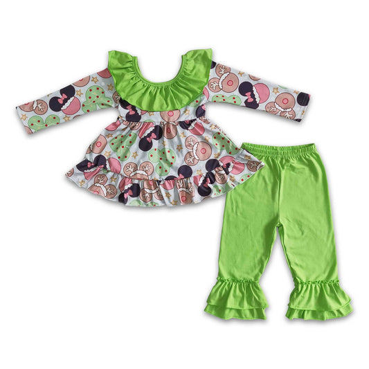 Backless tunic ruffle pants girls Christmas outfits