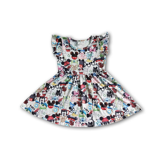 Flutter sleeve kids girls summer twirl dresses