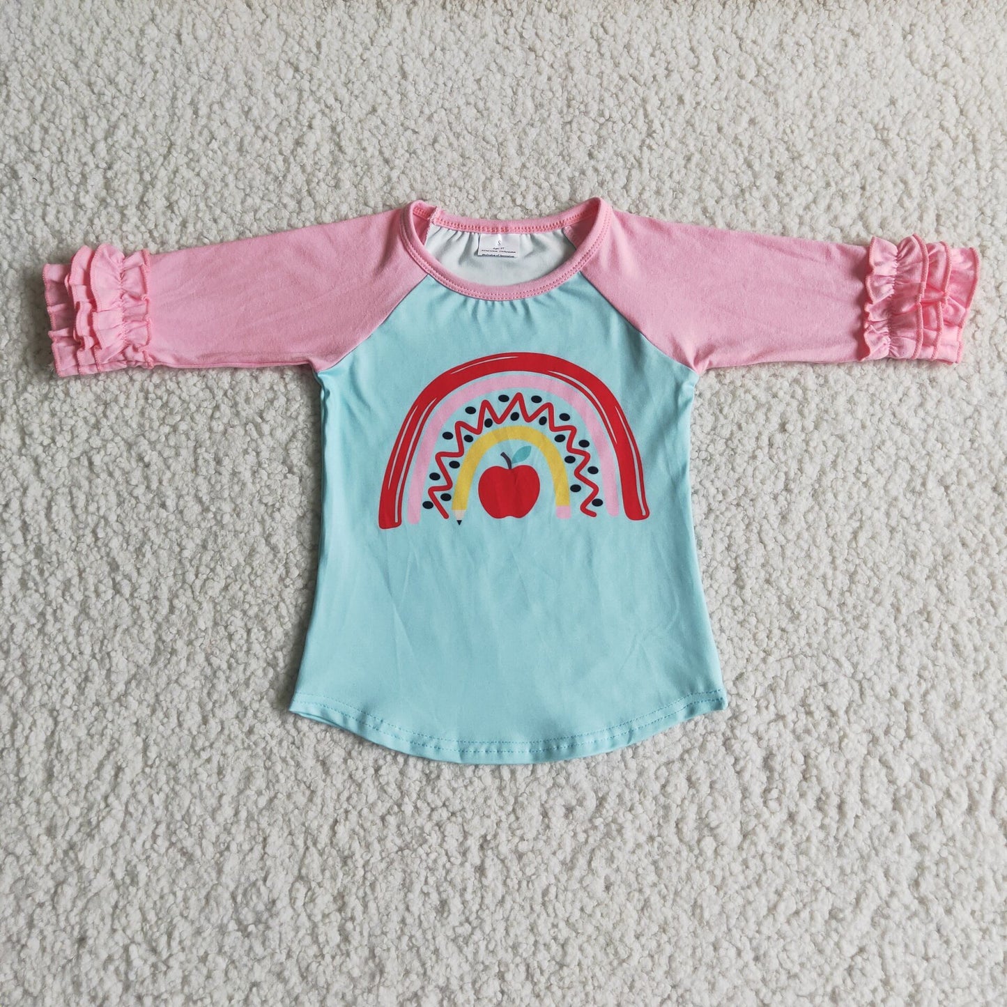 Boy Back to School Rainbow Apple shirt