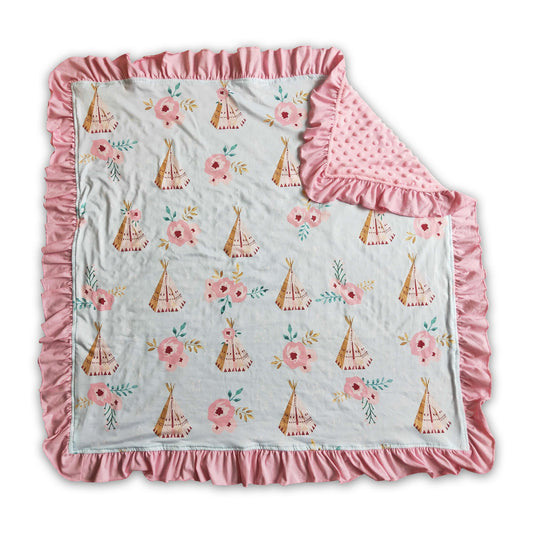 Teepee print floral minky baby blankets