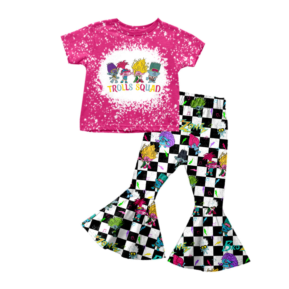 MOQ 3 sister squad top plaid pants girls clothing set