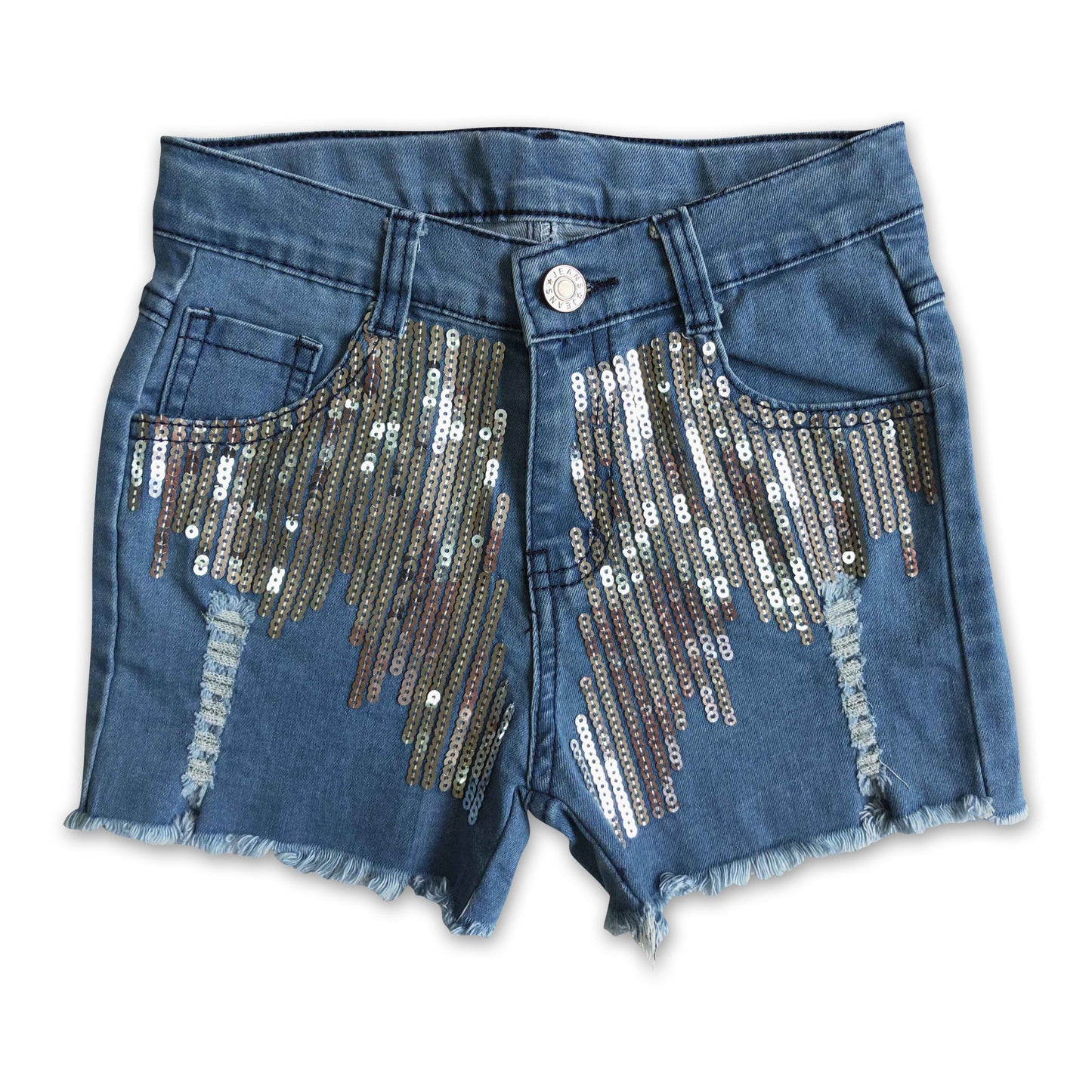 Girl Blue Sequin denim shorts