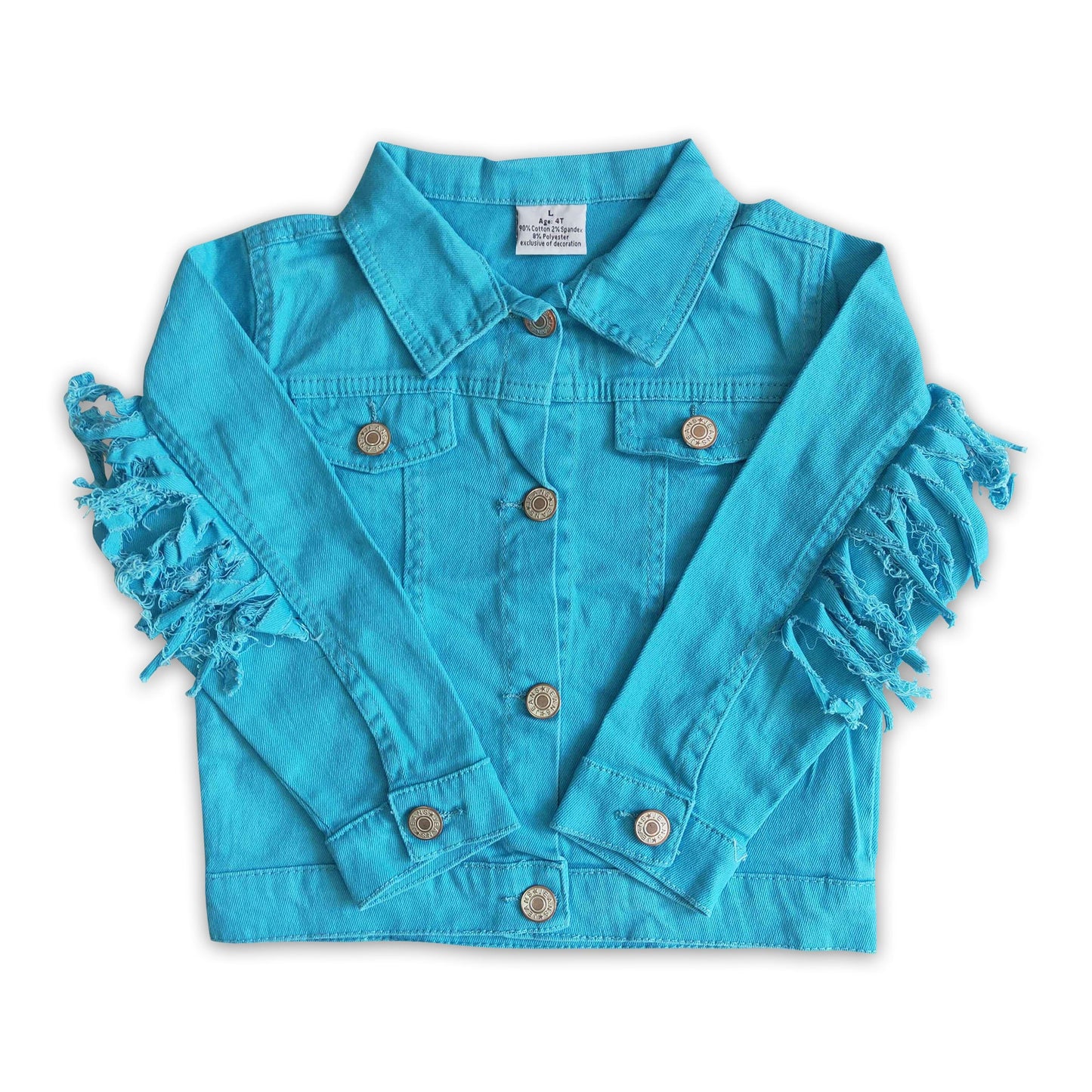 Blue color tassels girls spring denim jacket